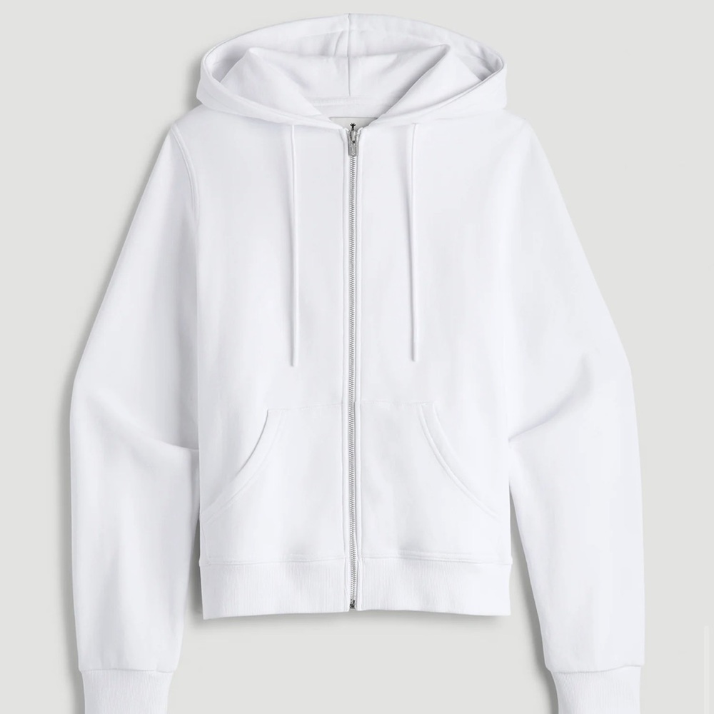 Women's White Full-Zip Hooded Sweatshirt